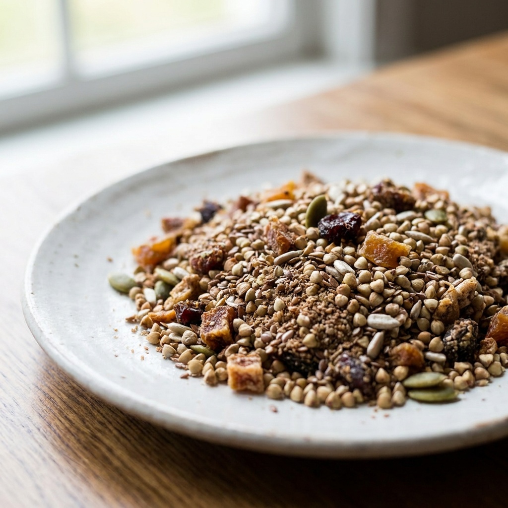 Rohes veganes Granola, ohne Gluten und Soja