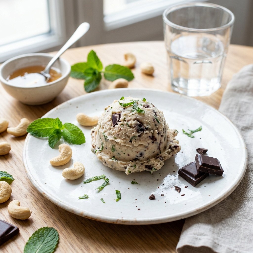 Rohes Minz-Schoko-Eis mit Cashewkernen