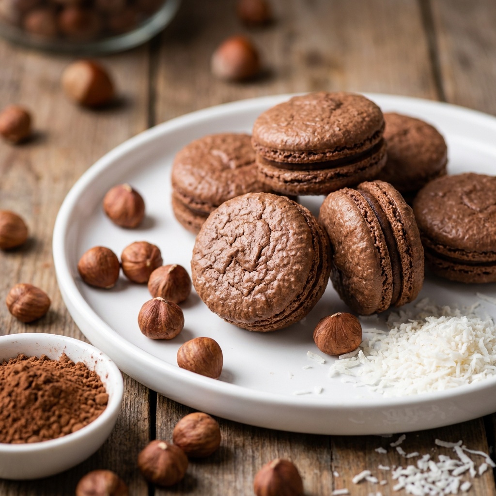 Macarons croquants chocolat-noisette