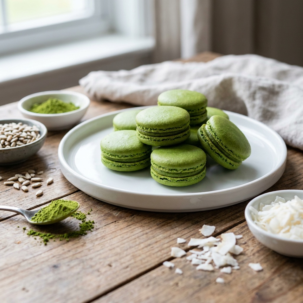 Macarons crus au matcha