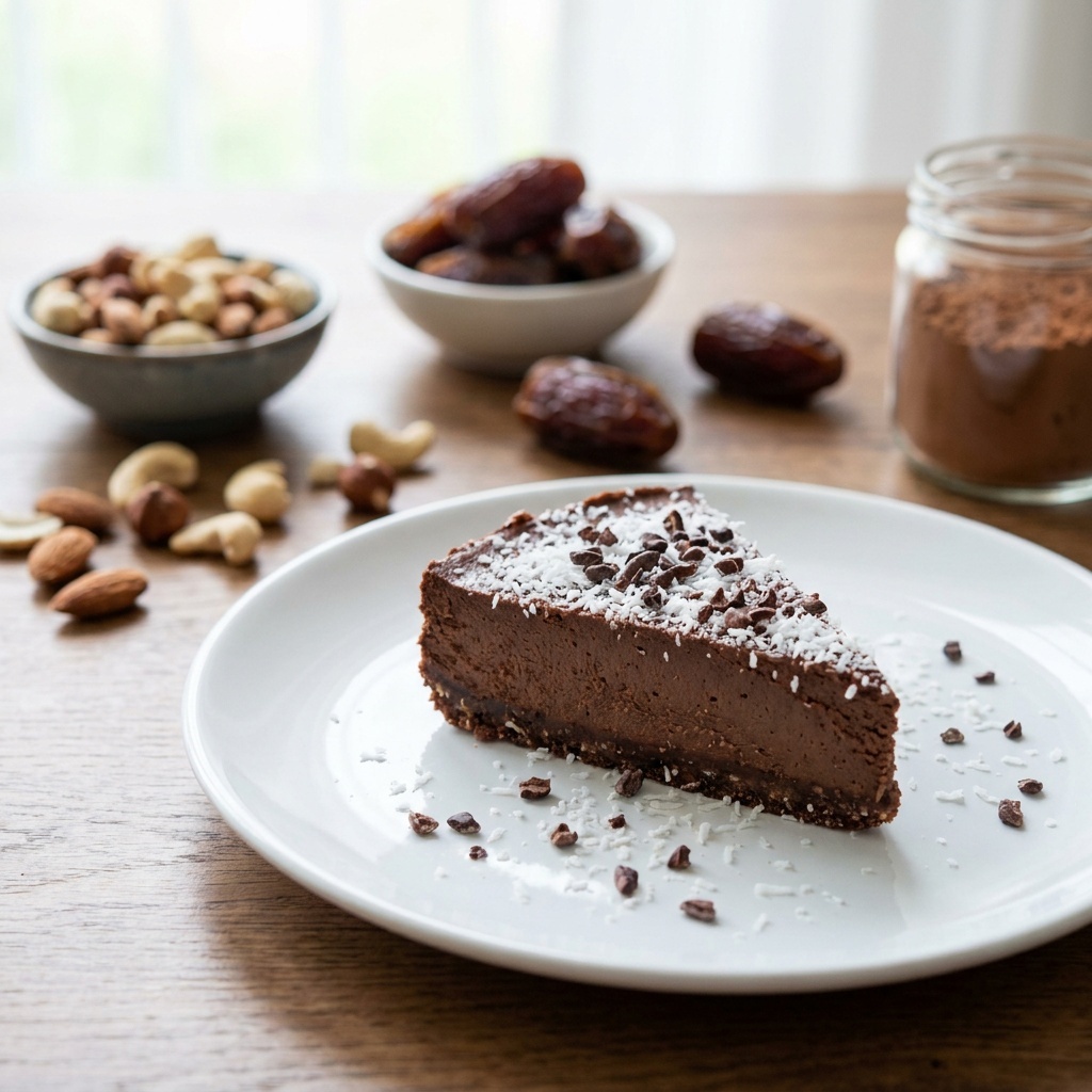 Tarta cruda de chocolate y coco estilo Bounty
