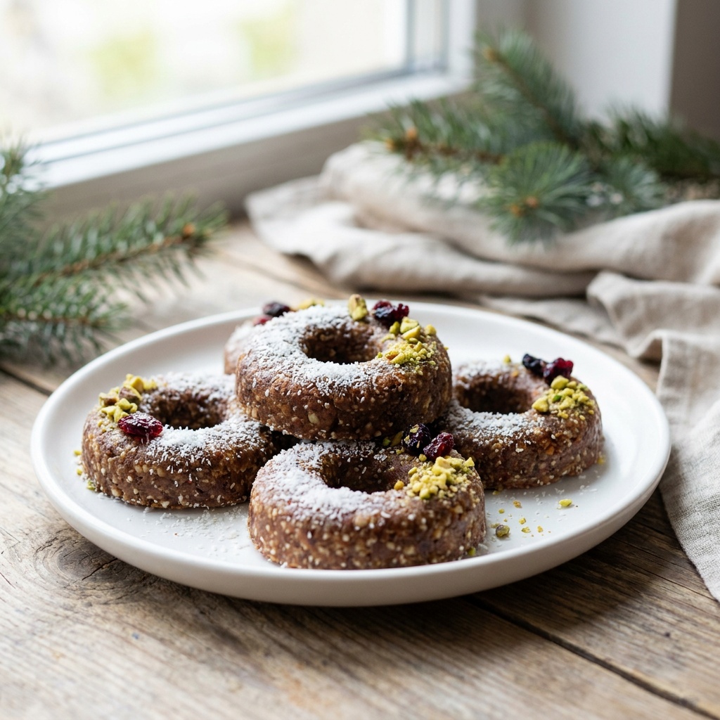 Donuts crudos de Año Nuevo con glaseados de mantequilla de coco