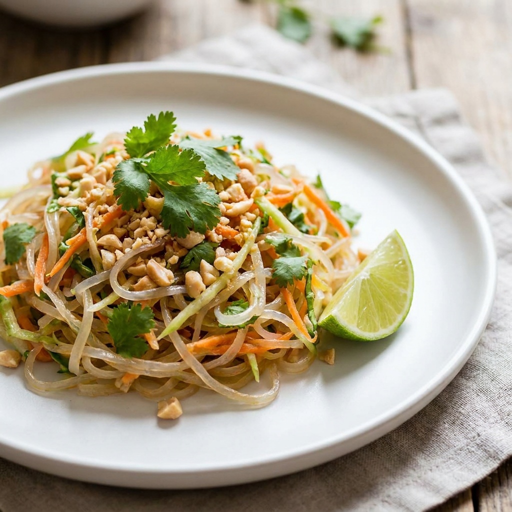 Pad thai crudo con fideos de kelp y salsa de tamarindo