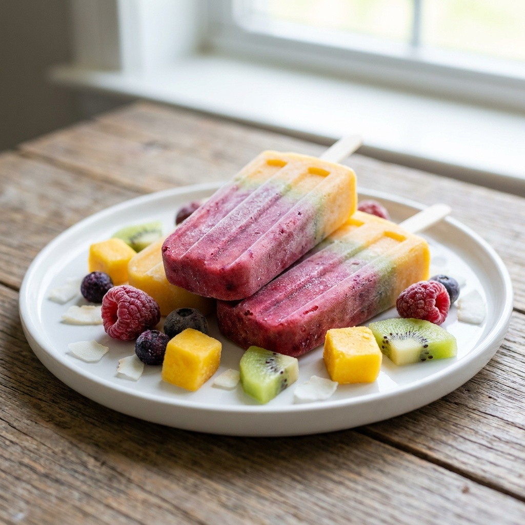 Polos de fruta y leche de coco