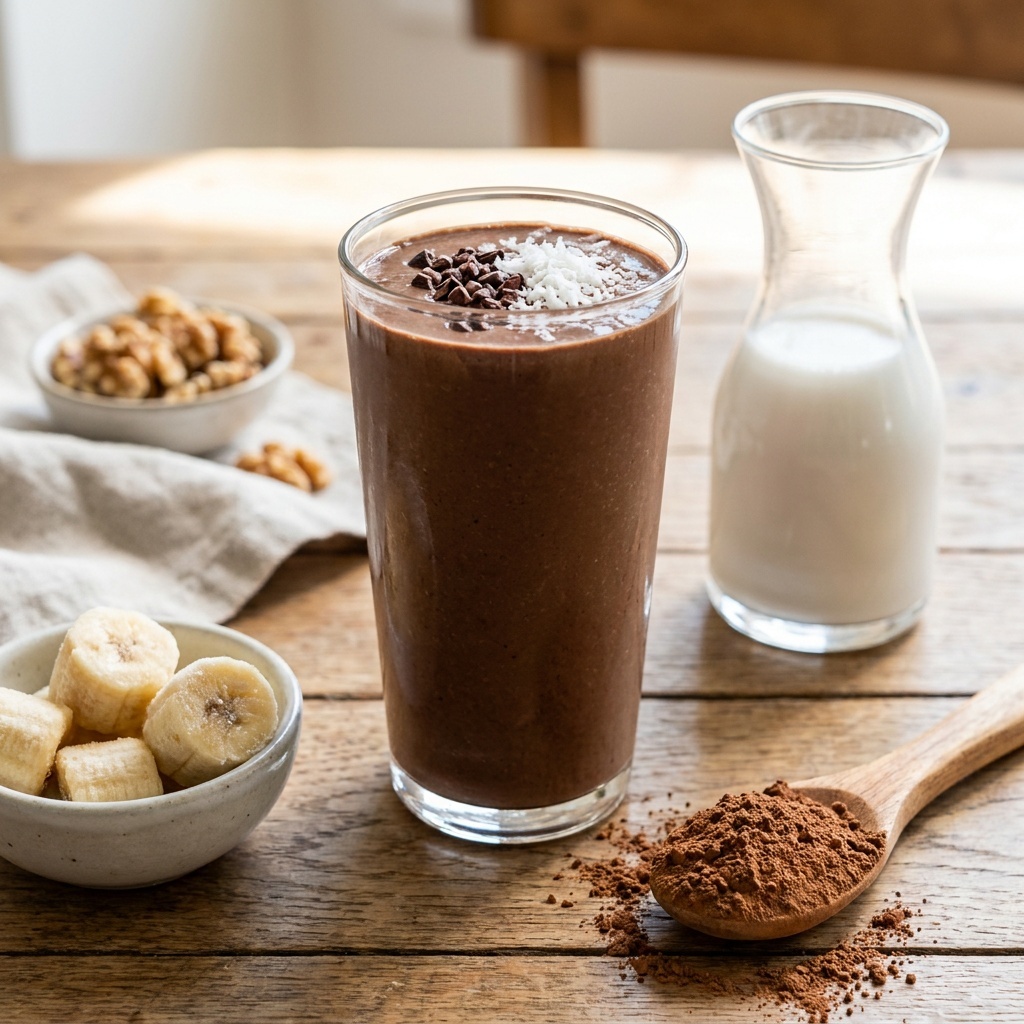 Batido de café, cacao y coco