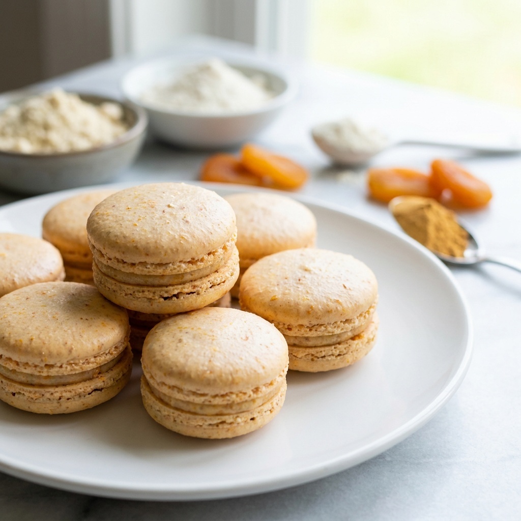 Macarons crudos de albaricoque y lúcuma