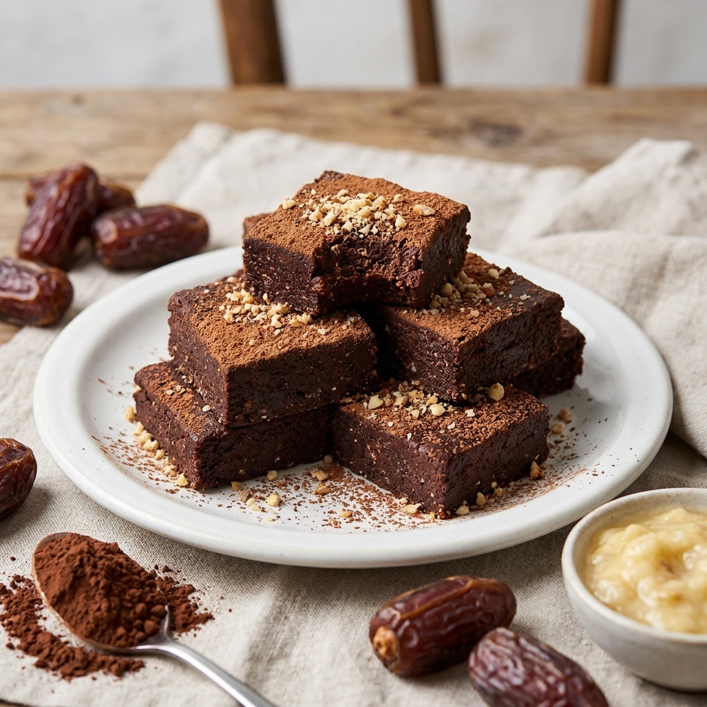 Brownies crudos de seis ingredientes con nueces y dátiles Medjool