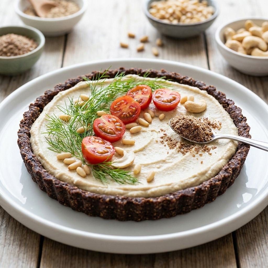 Tartaletas crudas de hinojo y tomates cherry con queso de macadamia