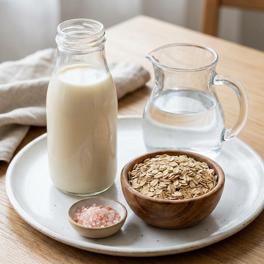 Leche de avena cruda casera con vainilla