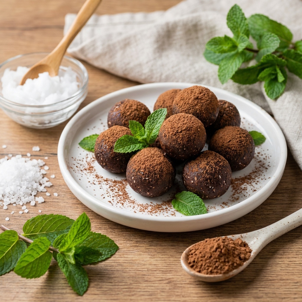 Bocconcini freschi alla menta e carruba con burro di cocco