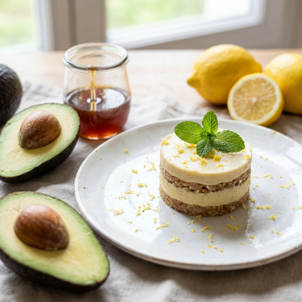 Bicchierini crudi con crema avocado e limone e crunch di semi