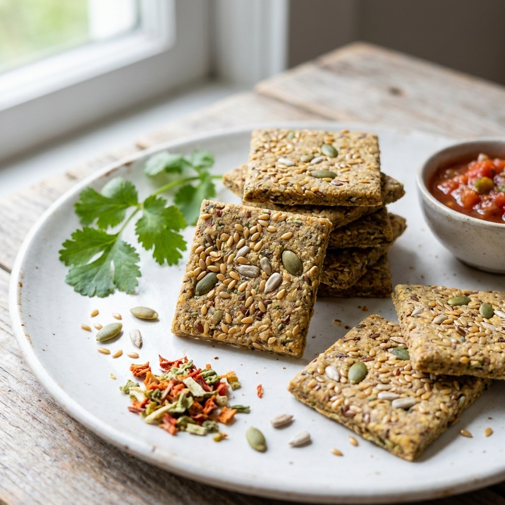 Raw seed and vegetable crackers with Mexican-style spices
