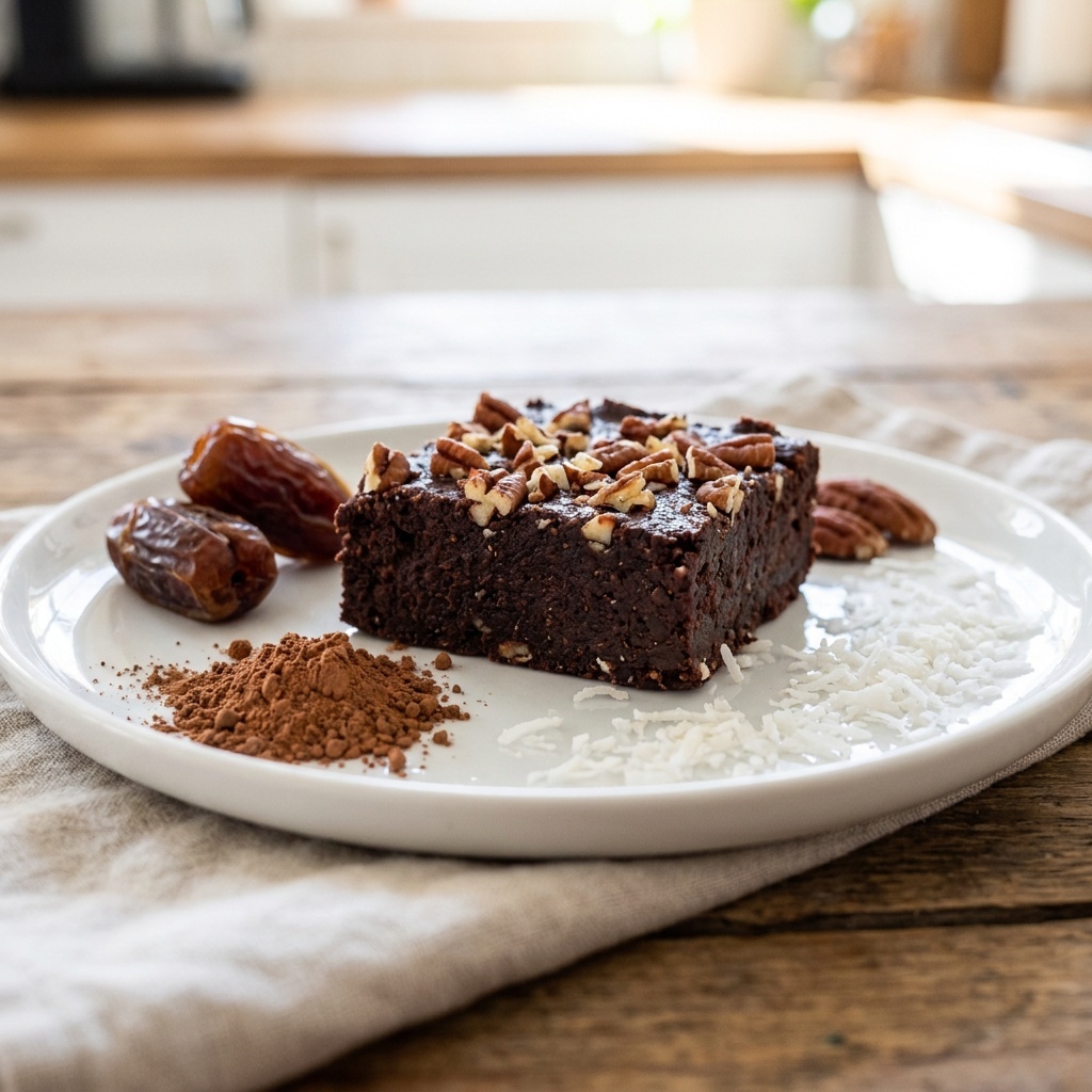 Surowe brownie z orzechami pekan i surowym kakao