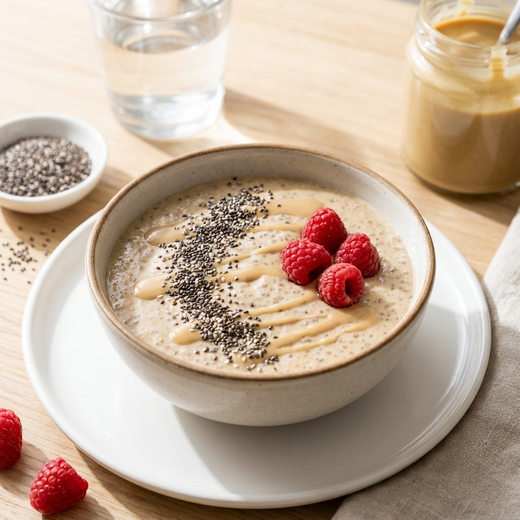 Szybki pudding chia z tahini, bez mleka roślinnego
