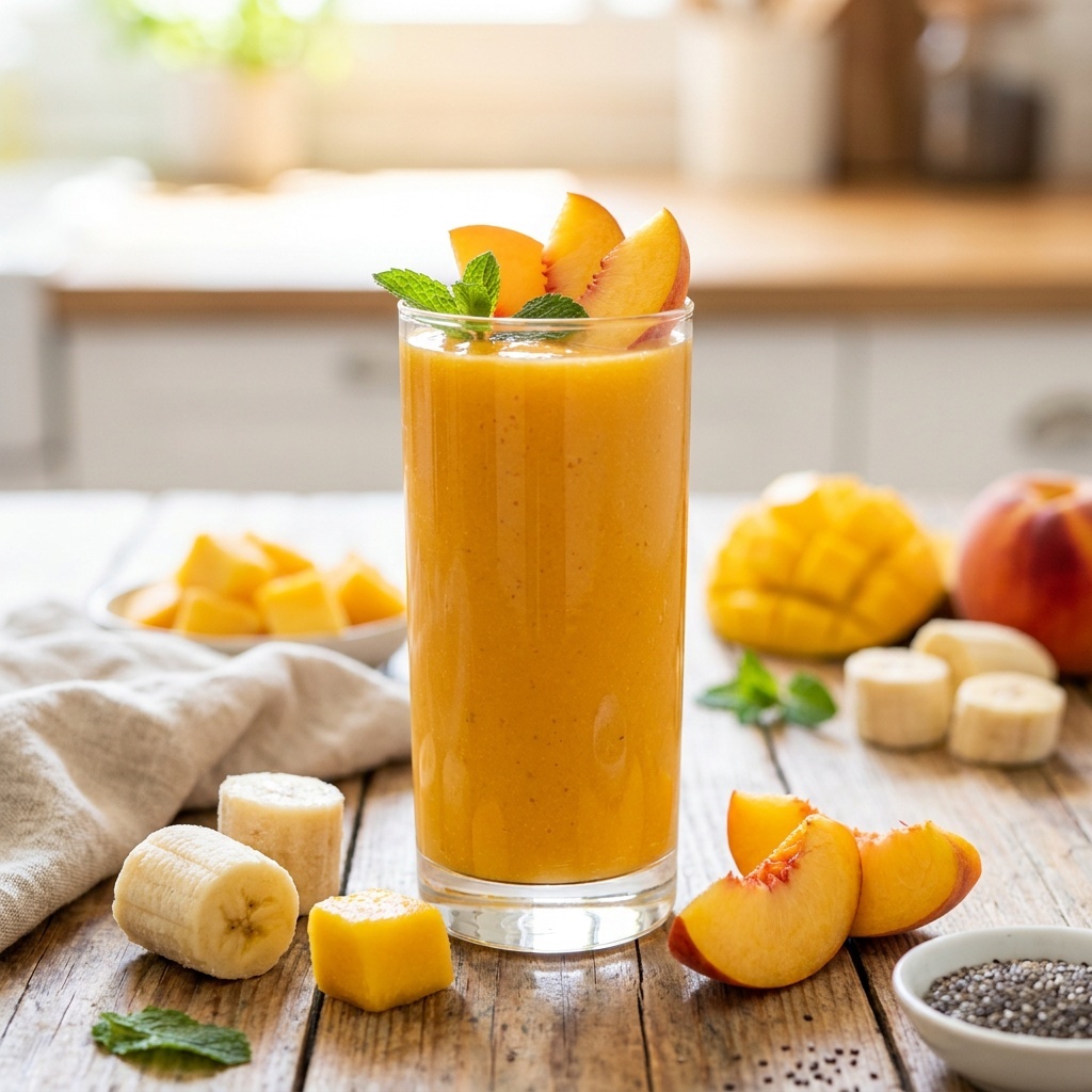 Smoothie z brzoskwinią, mango i imbirem przed treningiem