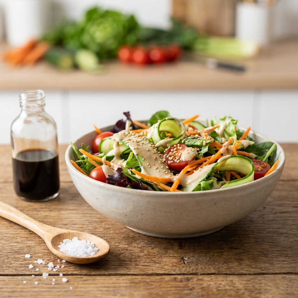 Tahin maison cru et sa sauce salade au gingembre
