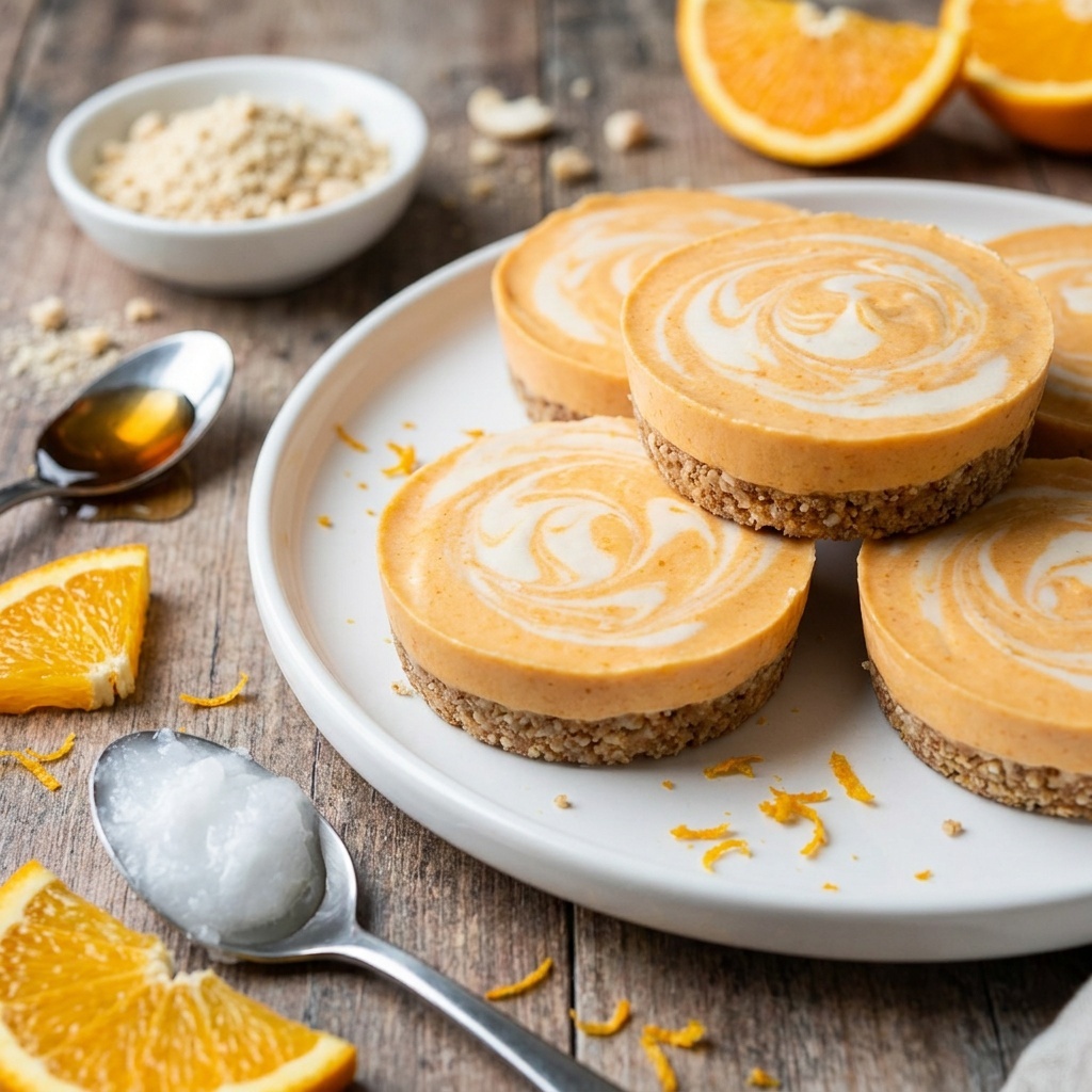 Raw orange and coconut tartlets