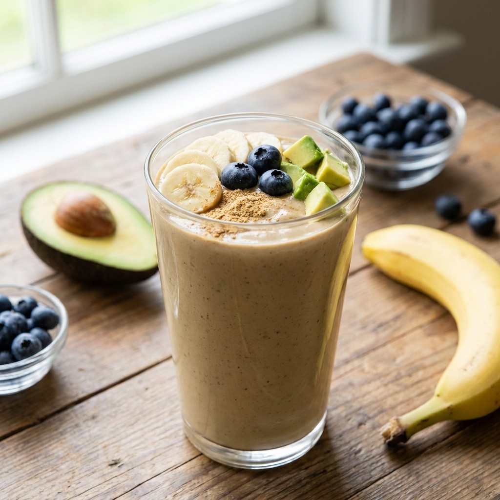 Smoothie bol banane-avocat à la maca