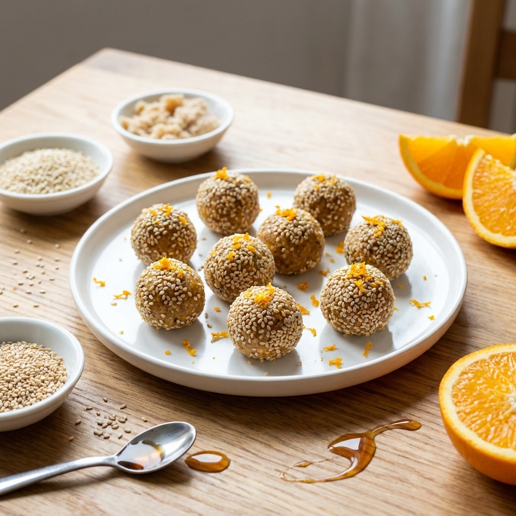 Bouchées sésame-orange au miel et à la pulpe d'amande