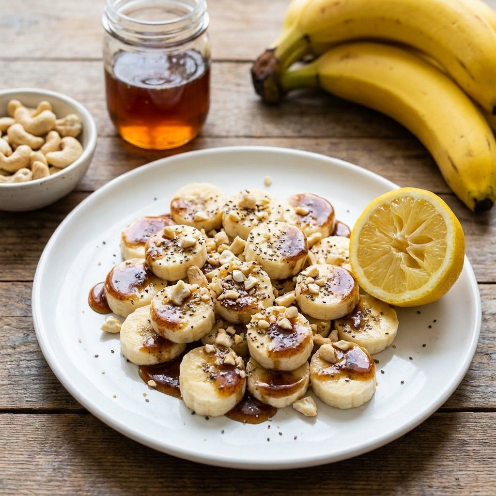 Bananes du petit-déjeuner au miel épicé et crème de cajou