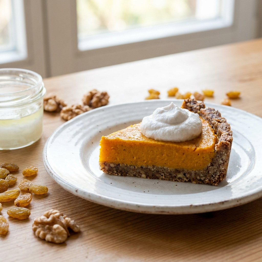Tarte crue vegan au potimarron et chantilly de coco