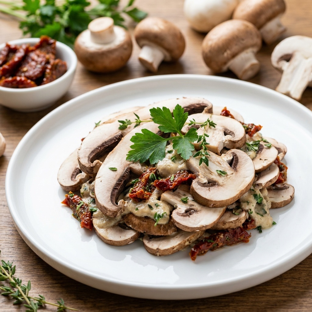 Gratin tiède cru aux champignons