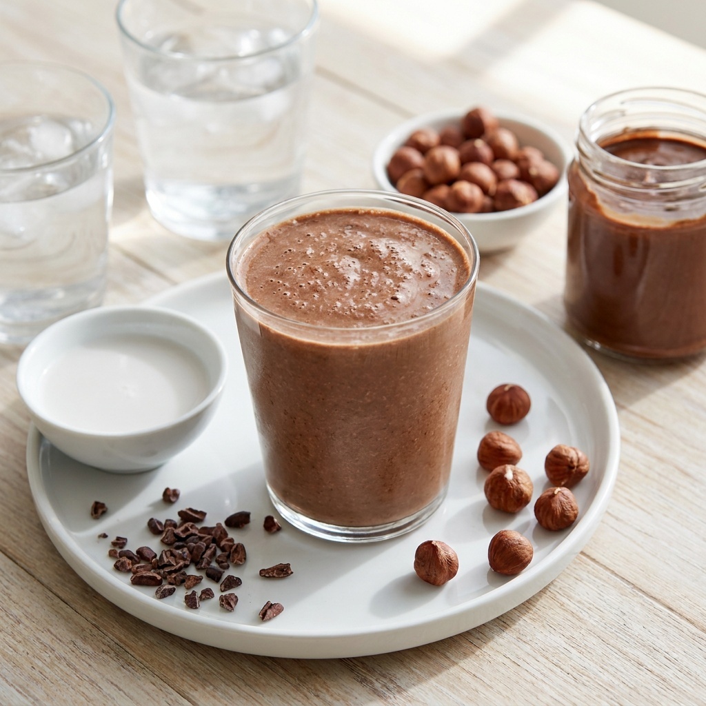 Milk-shake cru chocolat-noisette au lait de coco