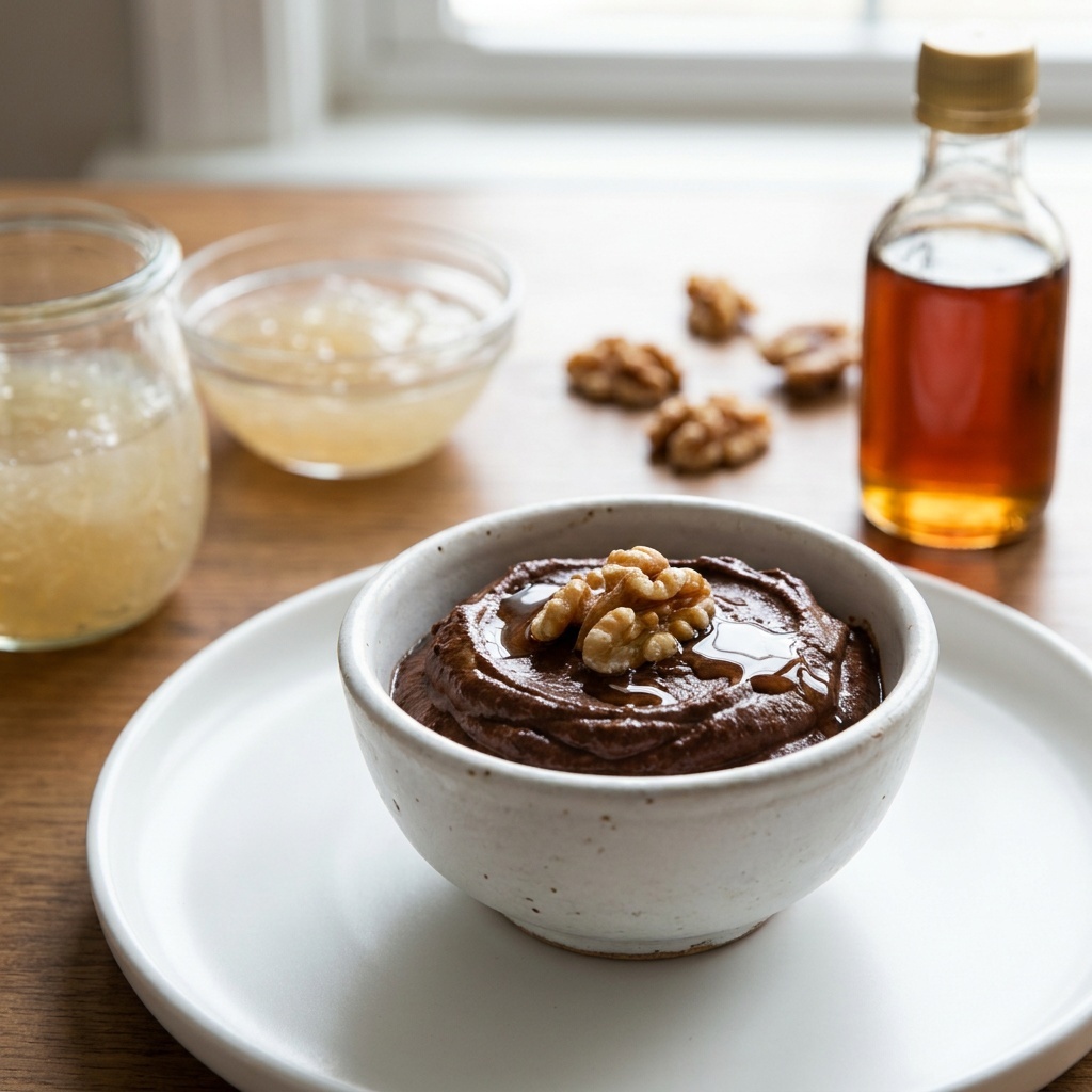 Mousse crue au chocolat noir et noix