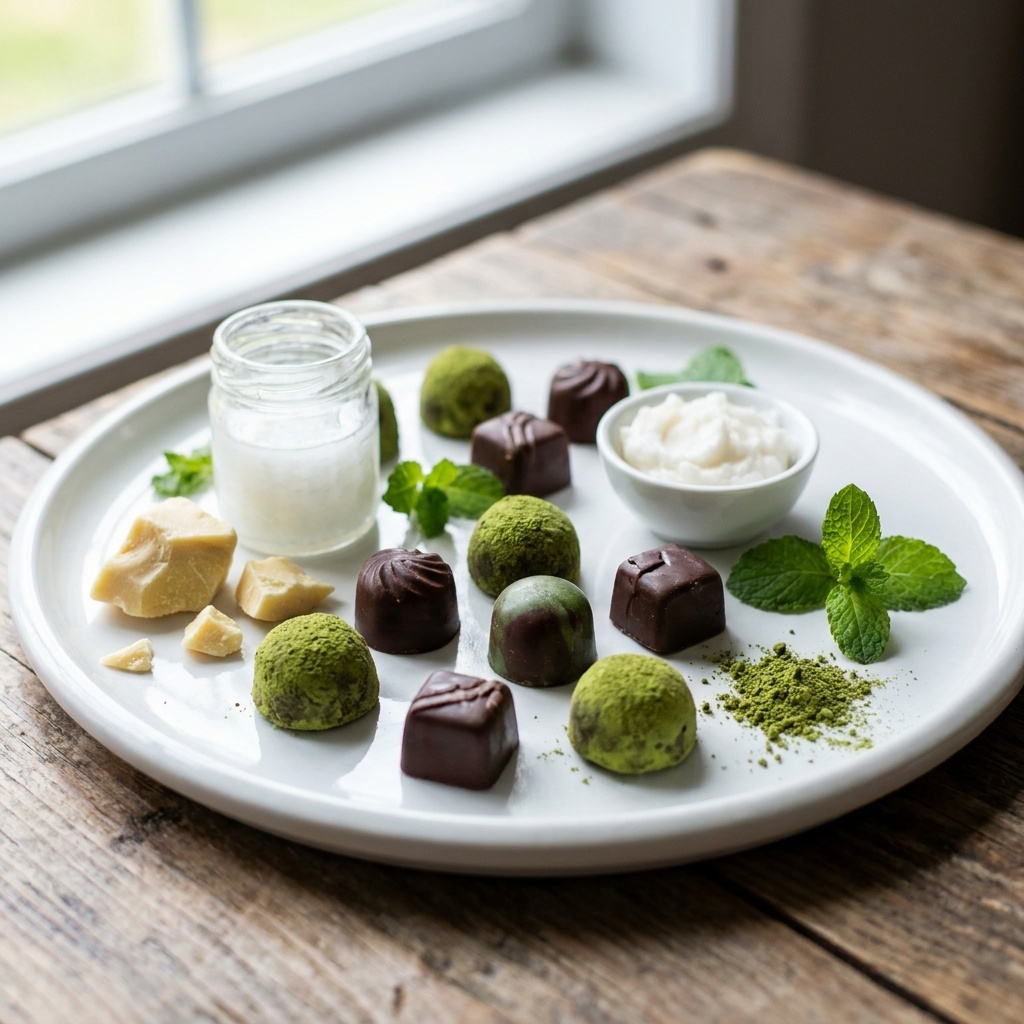 Mignardises chocolat cru menthe et matcha