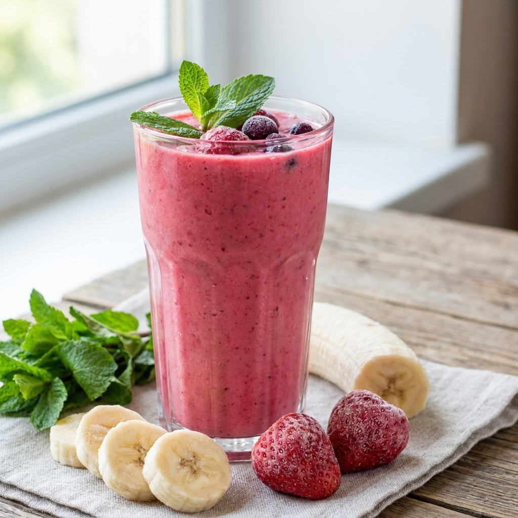 Smoothie fraise-menthe à la betterave douce