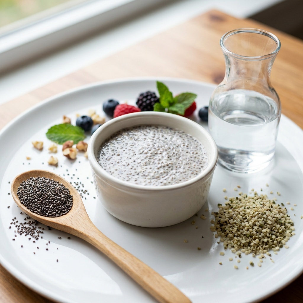Pudding de chia au chanvre et aux dattes