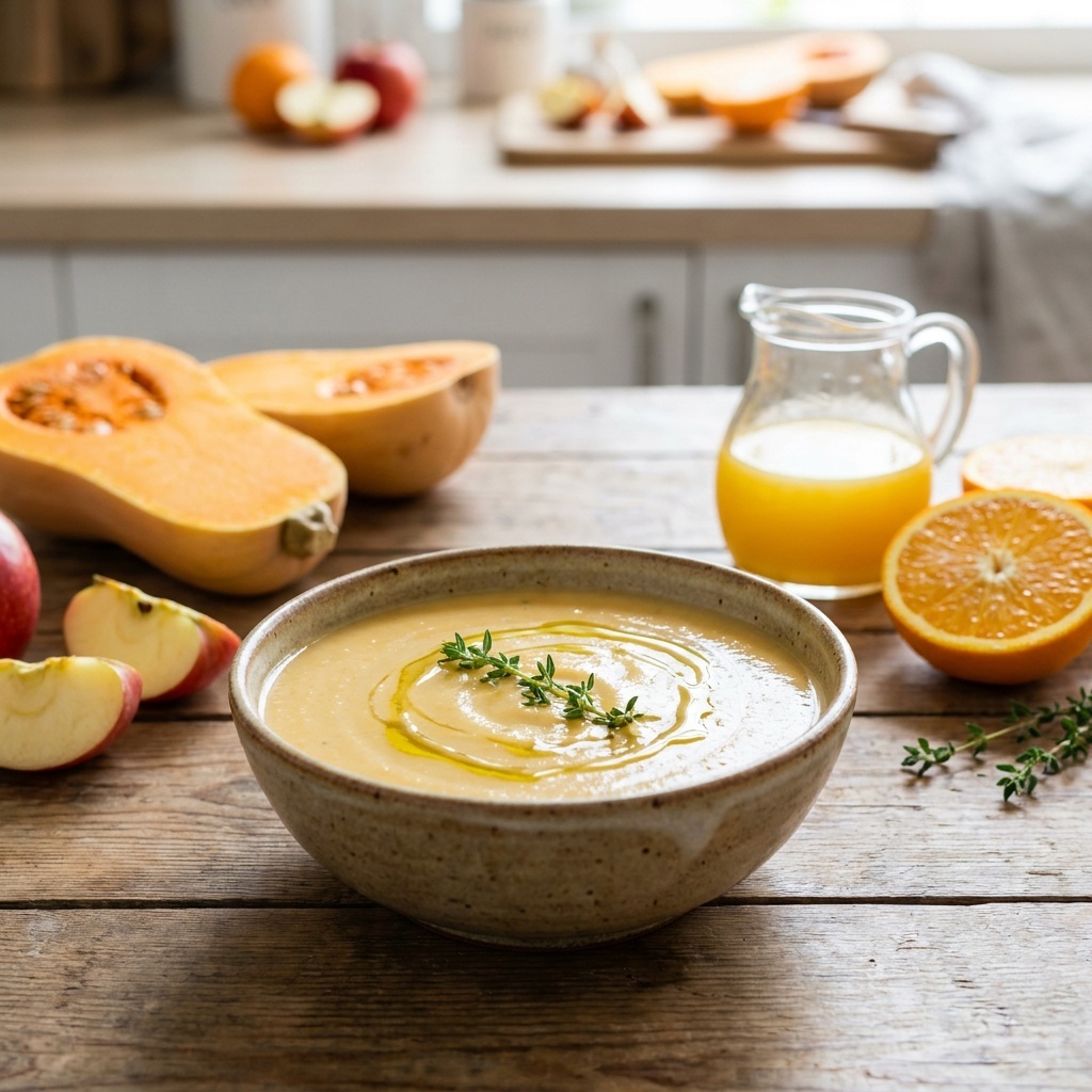 Velouté cru de butternut et pomme à la cannelle