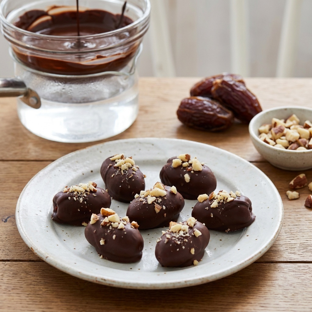 Dattes enrobées de chocolat et noix du Brésil