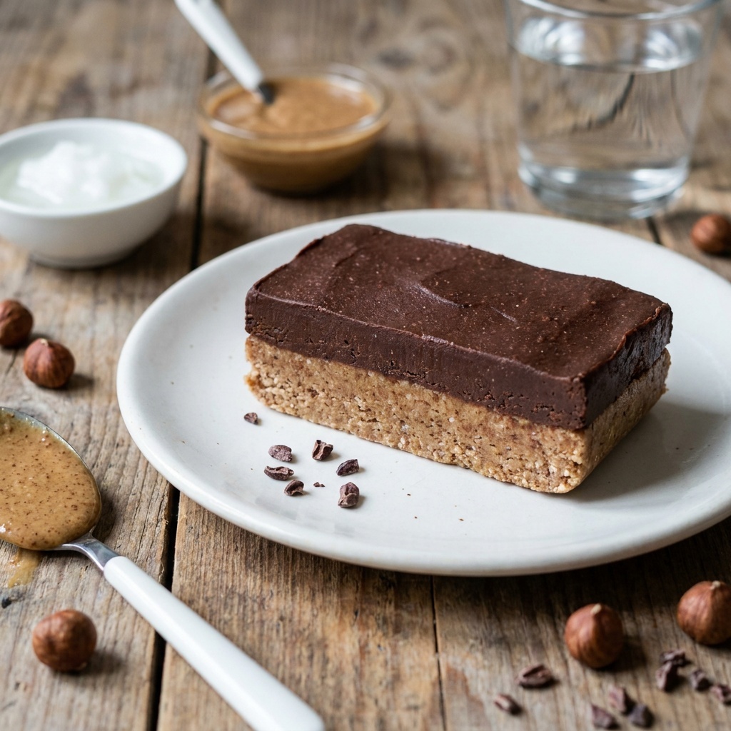 Fudge cru noisette et cacao en deux couches