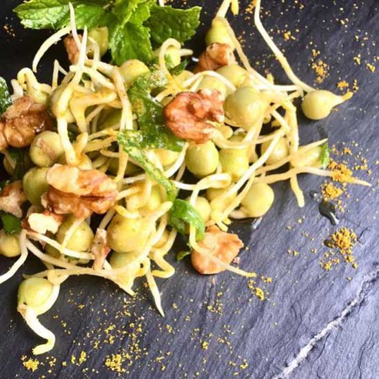 Receita de salada de ervilhas germinadas