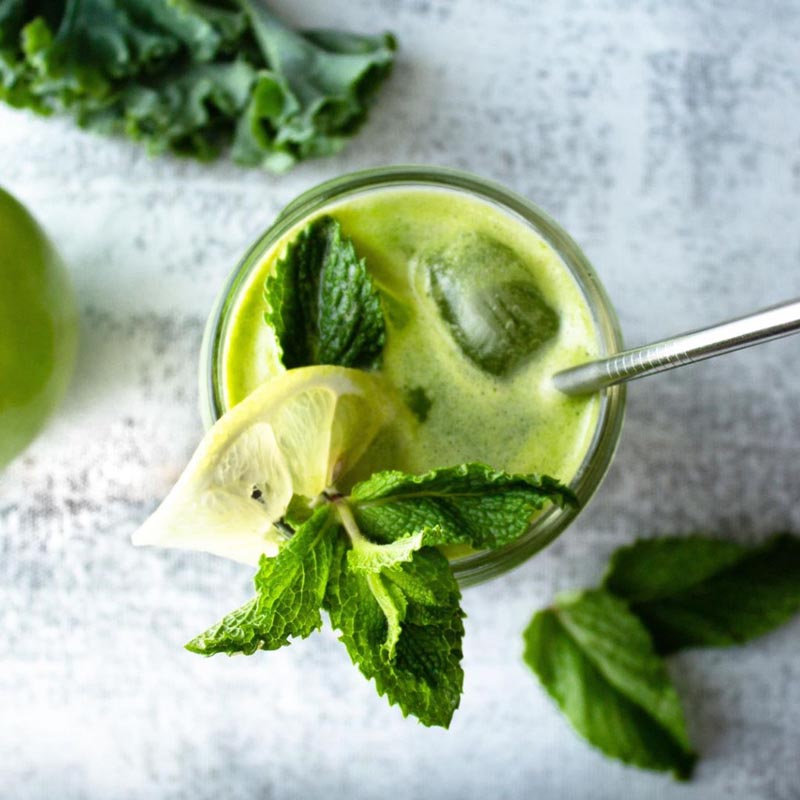 Receita de suco de couve - abacaxi - hortelã