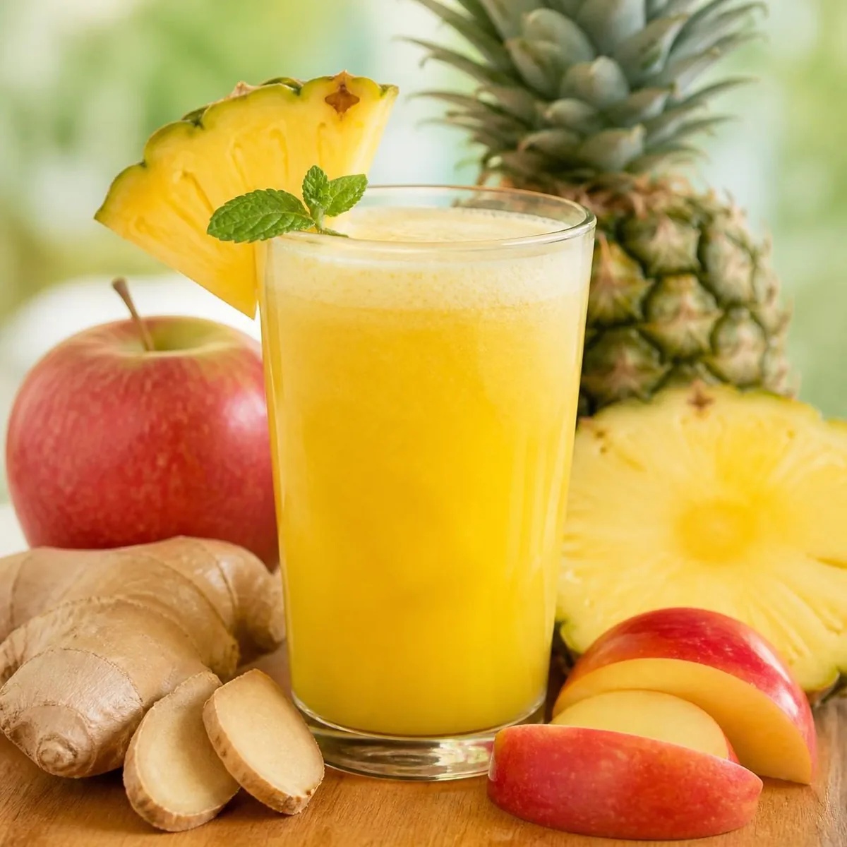 Entgiftungssaft mit Ananas, Apfel und Ingwer