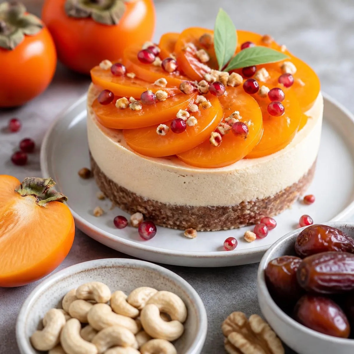 Roher Kaki-Cheesecake