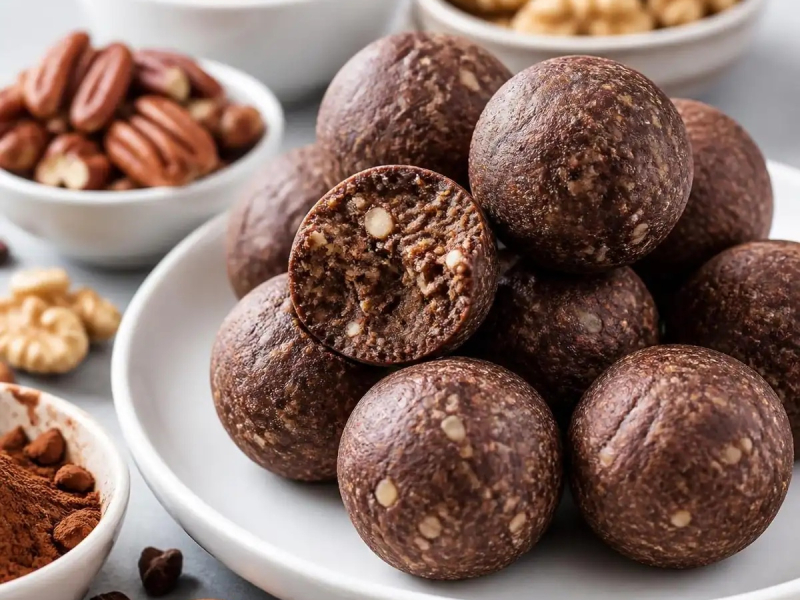 Boules d'énergie crues au cacao et à l'amaretto