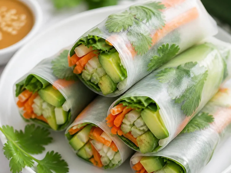 Rouleaux de printemps crus en rubans de courgette