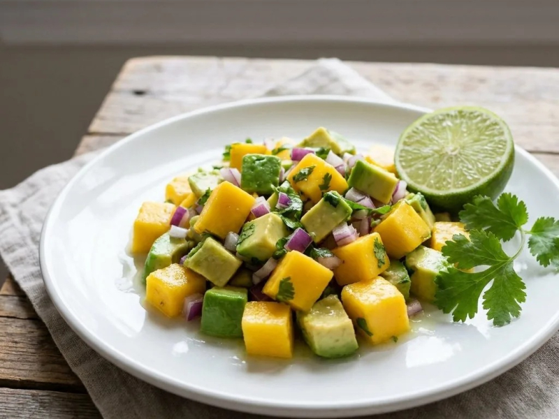 Salsa crue mangue-avocat au citron vert