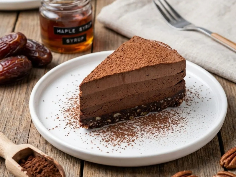 Petits cheesecakes crus triple chocolat, croûte de pécan