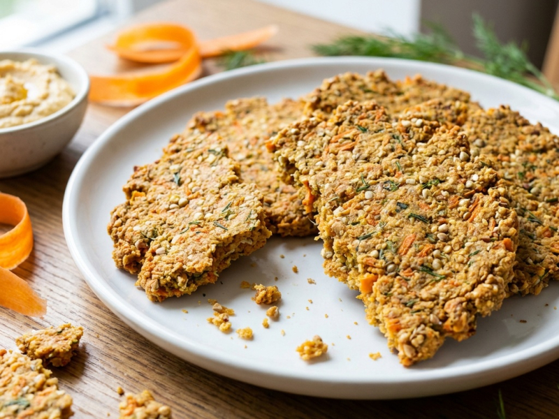 Crackers crus carotte et sarrasin germé au déshydrateur