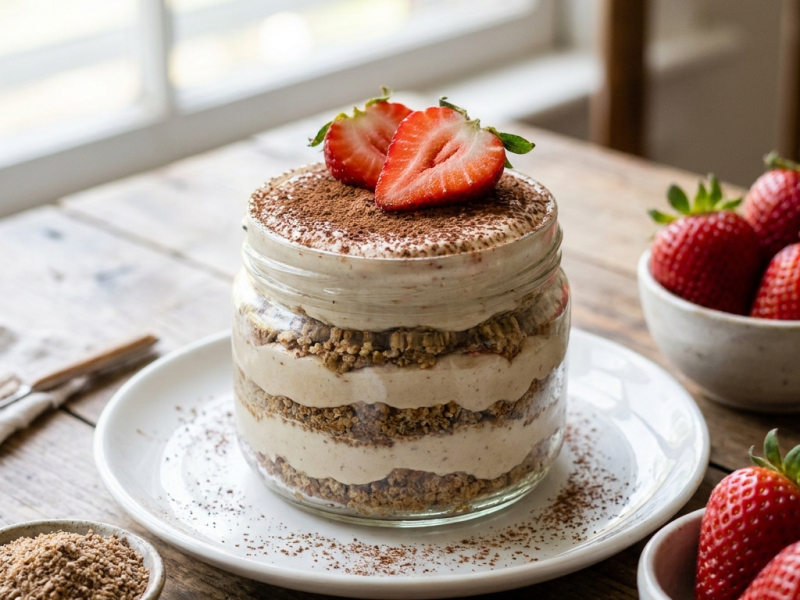 Raw Strawberry Vanilla Tiramisu
