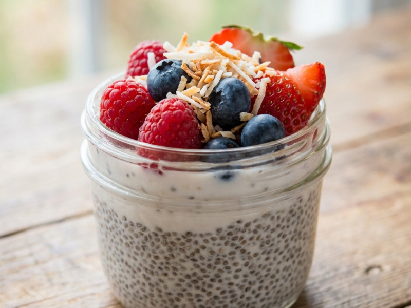 Pudding de chia à la coco, à préparer la veille