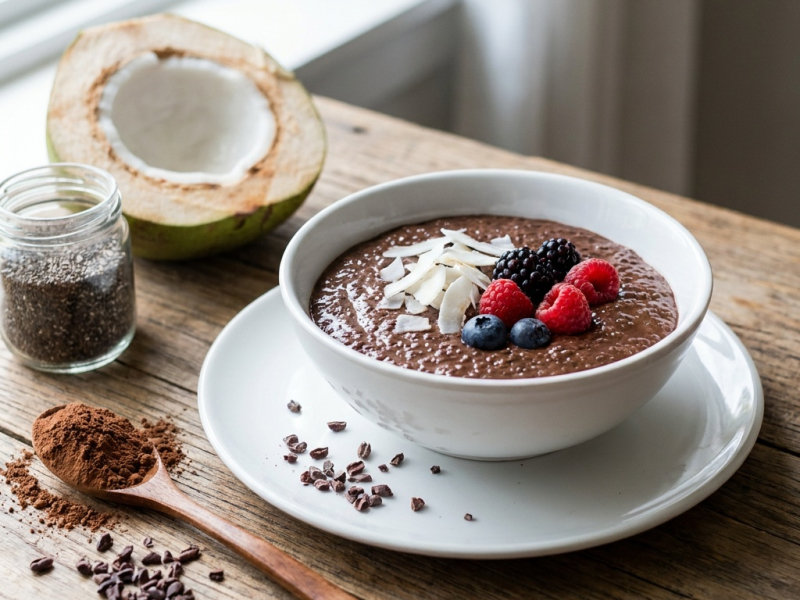 Pudin crudo de chocolate y semillas de chía