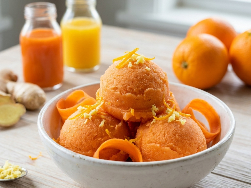 Sorbet carotte-orange et gingembre frais