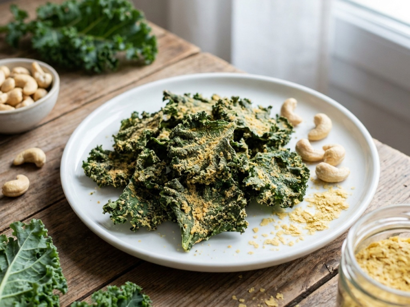 Chips de chou kale façon fromagère
