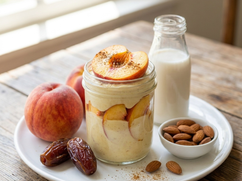 Smoothie pêche et crème, maca et vanille