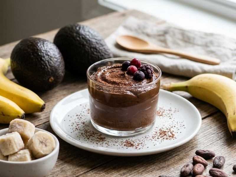 Mousse glacée chocolat-banane à l'avocat